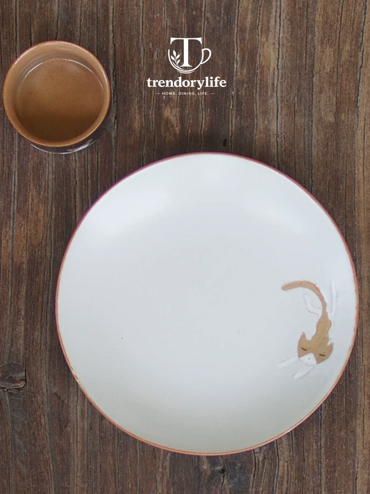 Lazy Cat Underglaze Dinner Plate