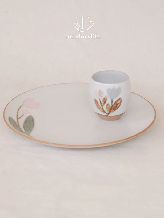 White Glaze Meadow Floral Ceramic Dish